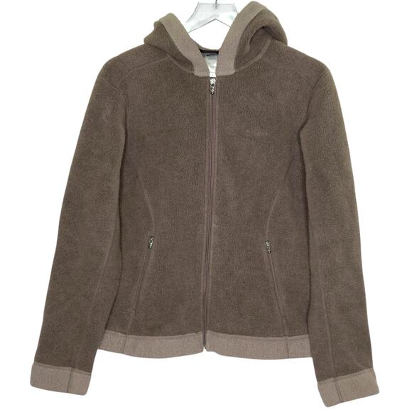 Patagonia L Womens Synchilla Arctic Jacket Hooded Gray Brown Gorpcore *flaw - Picture 1 of 10